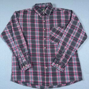 Stillwater Supply Co Flannel Shirt Mens Large Gray Pink Plaid Cotton Button Down
